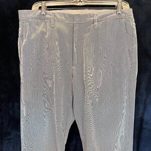 J. Crew Bedford Chino Pants 34x32 Blue White Stripe Flat Front Seersucker Summer